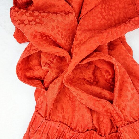 Roseanna Orange Leopard Print Romper 100% Silk Deep V Neck Large EU 40 France - Picture 4 of 8